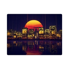 Abstract City Retro Sunset Night Premium Plush Fleece Blanket (mini) by Bedest