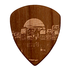 Abstract City Retro Sunset Night Wood Guitar Pick (set Of 10) by Bedest