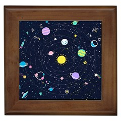 Aesthetic Outer Space Cartoon Art Framed Tile by Bedest