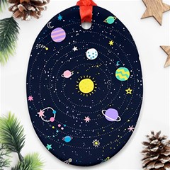 Aesthetic Outer Space Cartoon Art Ornament (oval) by Bedest