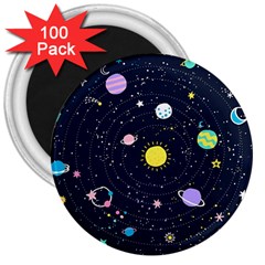 Aesthetic Outer Space Cartoon Art 3  Magnets (100 Pack) by Bedest