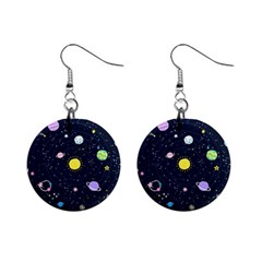 Aesthetic Outer Space Cartoon Art Mini Button Earrings by Bedest