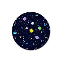 Aesthetic Outer Space Cartoon Art Rubber Round Coaster (4 Pack) by Bedest