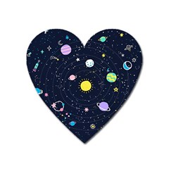 Aesthetic Outer Space Cartoon Art Heart Magnet by Bedest