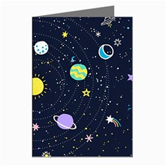 Aesthetic Outer Space Cartoon Art Greeting Cards (pkg Of 8)