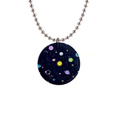 Aesthetic Outer Space Cartoon Art 1  Button Necklace by Bedest