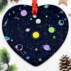 Aesthetic Outer Space Cartoon Art Heart Ornament (two Sides)