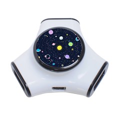 Aesthetic Outer Space Cartoon Art 3-port Usb Hub by Bedest