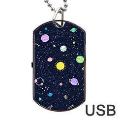 Aesthetic Outer Space Cartoon Art Dog Tag Usb Flash (one Side) by Bedest