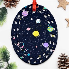 Aesthetic Outer Space Cartoon Art Ornament (oval Filigree)