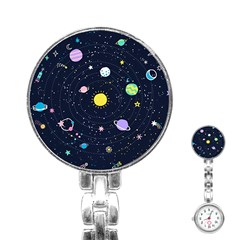 Aesthetic Outer Space Cartoon Art Stainless Steel Nurses Watch by Bedest