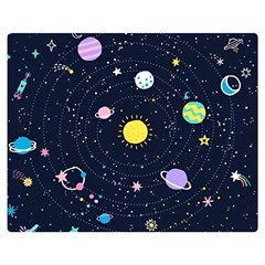 Aesthetic Outer Space Cartoon Art Two Sides Premium Plush Fleece Blanket (teen Size) by Bedest