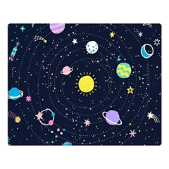 Aesthetic Outer Space Cartoon Art Two Sides Premium Plush Fleece Blanket (large) by Bedest