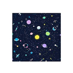 Aesthetic Outer Space Cartoon Art Satin Bandana Scarf 22  X 22  by Bedest