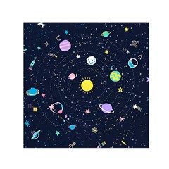 Aesthetic Outer Space Cartoon Art Square Satin Scarf (30  X 30 ) by Bedest