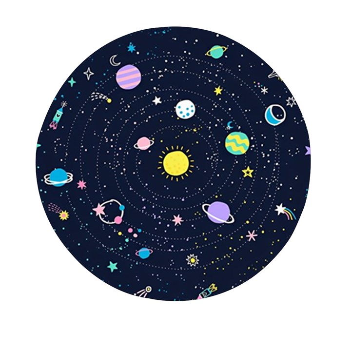 Aesthetic Outer Space Cartoon Art Mini Round Pill Box