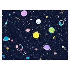 Aesthetic Outer Space Cartoon Art Two Sides Premium Plush Fleece Blanket (baby Size) by Bedest