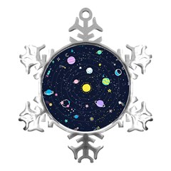 Aesthetic Outer Space Cartoon Art Metal Small Snowflake Ornament by Bedest