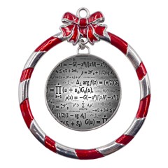 Math Formula Metal Red Ribbon Round Ornament by Bedest