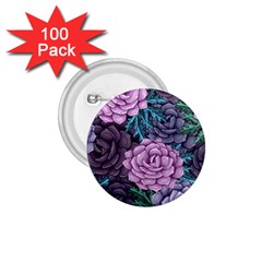 Purple Rose Retro Floral Flower 1 75  Buttons (100 Pack)  by Bedest