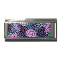 Purple Rose Retro Floral Flower Superlink Italian Charm (9mm) by Bedest