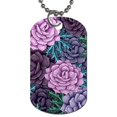 Purple Rose Retro Floral Flower Dog Tag (one Side) by Bedest