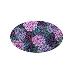 Purple Rose Retro Floral Flower Sticker Oval (10 Pack) by Bedest