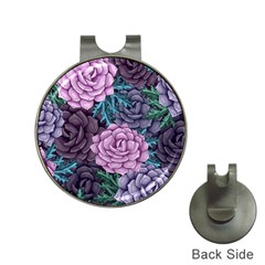 Purple Rose Retro Floral Flower Hat Clips With Golf Markers by Bedest