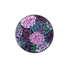 Purple Rose Retro Floral Flower Hat Clip Ball Marker by Bedest