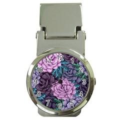 Purple Rose Retro Floral Flower Money Clip Watches by Bedest