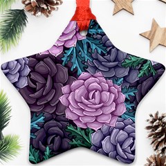 Purple Rose Retro Floral Flower Star Ornament (two Sides)