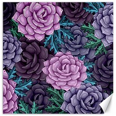 Purple Rose Retro Floral Flower Canvas 12  X 12  by Bedest