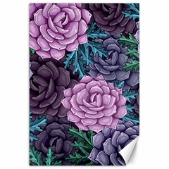 Purple Rose Retro Floral Flower Canvas 20  X 30  by Bedest