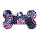 Purple Rose Retro Floral Flower Dog Tag Bone (One Side) Front