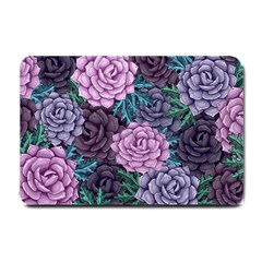 Purple Rose Retro Floral Flower Small Doormat by Bedest