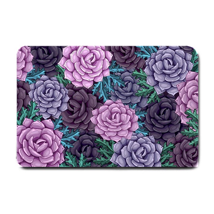 Purple Rose Retro Floral Flower Small Doormat