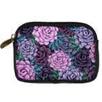 Purple Rose Retro Floral Flower Digital Camera Leather Case Front