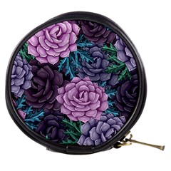 Purple Rose Retro Floral Flower Mini Makeup Bag by Bedest