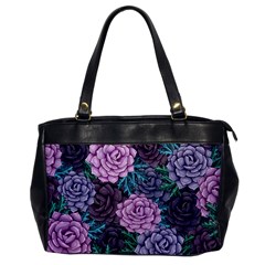 Purple Rose Retro Floral Flower Oversize Office Handbag by Bedest