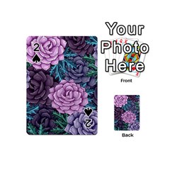 Purple Rose Retro Floral Flower Playing Cards 54 Designs (mini)