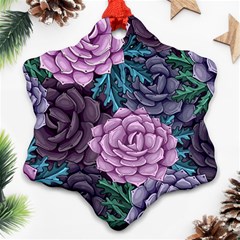 Purple Rose Retro Floral Flower Ornament (snowflake)