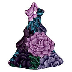 Purple Rose Retro Floral Flower Ornament (christmas Tree) 