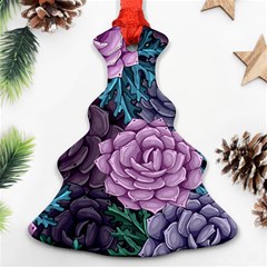 Purple Rose Retro Floral Flower Christmas Tree Ornament (two Sides)