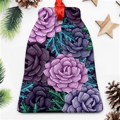 Purple Rose Retro Floral Flower Bell Ornament (two Sides)