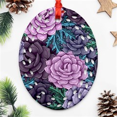 Purple Rose Retro Floral Flower Ornament (oval Filigree)