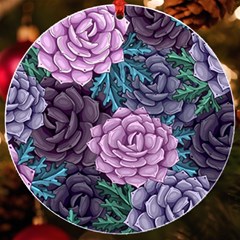 Purple Rose Retro Floral Flower Uv Print Acrylic Ornament Round by Bedest