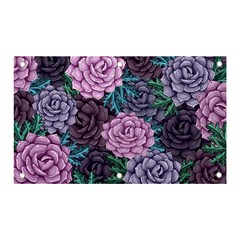 Purple Rose Retro Floral Flower Banner And Sign 5  X 3  by Bedest