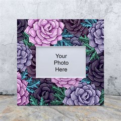 Purple Rose Retro Floral Flower White Box Photo Frame 4  X 6  by Bedest