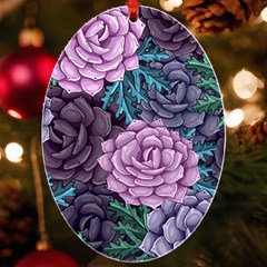 Purple Rose Retro Floral Flower Uv Print Acrylic Ornament Oval by Bedest