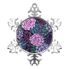 Purple Rose Retro Floral Flower Metal Small Snowflake Ornament by Bedest